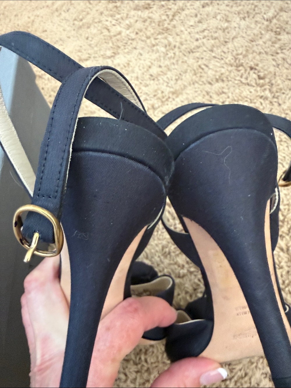 Yves Saint Laurent Black Satin Slingback Heels with Rosette Accent - Picture 6 of 6